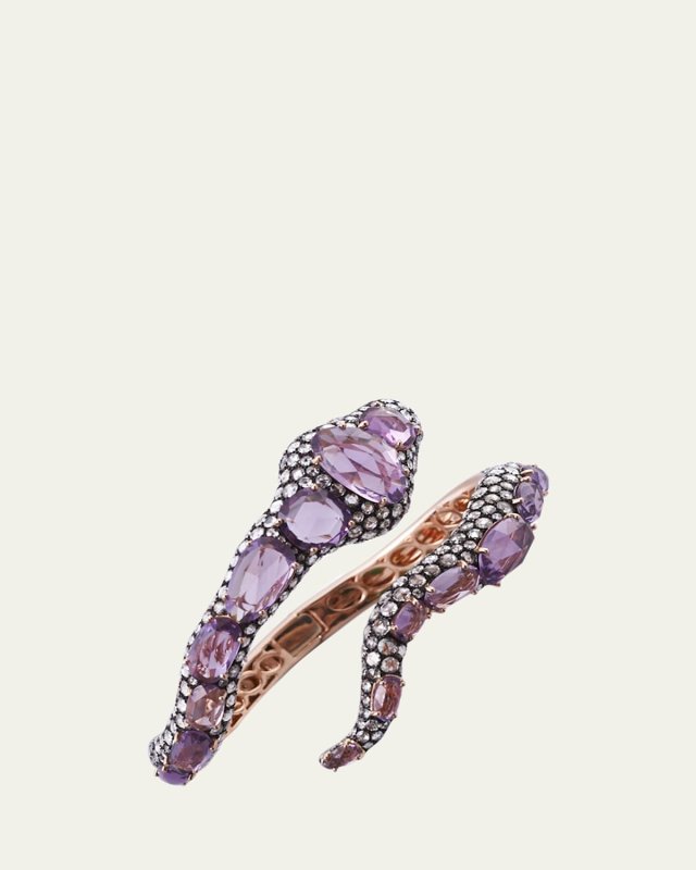 Serpente Di Luce Cuff in 18K Gold with Amethyst and Diamonds